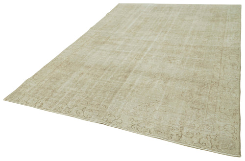 Vintage Beige Vintage Cotton Wool Handmade Area Rug 6'9'' x 9'11''
