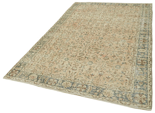 Vintage Beige Vintage Cotton Wool Handmade Area Rug 5'5'' x 8'9''