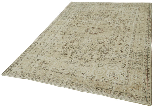Vintage Beige Vintage Cotton Wool Handmade Area Rug 5'8'' x 8'2''