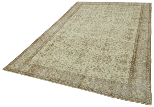 Vintage Beige Vintage Cotton Wool Handmade Area Rug 5'10'' x 9'5''