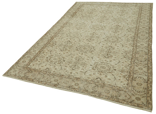 Vintage Beige Vintage Cotton Wool Handmade Area Rug 5'6'' x 9'1''