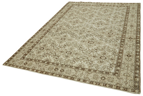 Vintage Beige Vintage Cotton Wool Handmade Area Rug 6'2'' x 9'3''