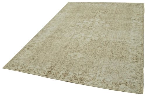 Vintage Beige Vintage Cotton Wool Handmade Area Rug 5'5'' x 8'6''