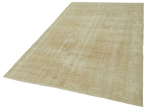 Vintage Beige Vintage Cotton Wool Handmade Area Rug 5'4'' x 8'11''