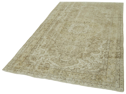 Vintage Beige Vintage Cotton Wool Handmade Area Rug 4'11'' x 8'1''