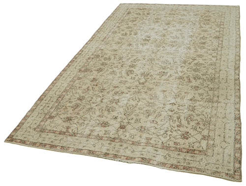 Vintage Beige Vintage Cotton Wool Handmade Area Rug 5'1'' x 8'11''