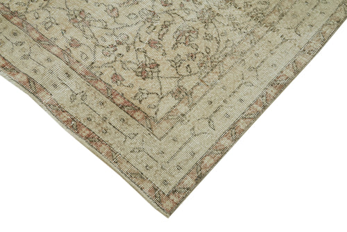 Vintage Beige Vintage Cotton Wool Handmade Area Rug 5'1'' x 8'11''