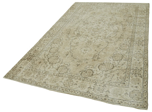 Vintage Beige Vintage Cotton Wool Handmade Area Rug 5'3'' x 9'0''