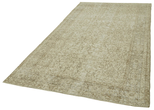 Vintage Beige Vintage Cotton Wool Handmade Area Rug 5'0'' x 9'3''