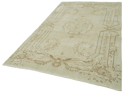 Vintage Beige Vintage Cotton Wool Handmade Area Rug 5'6'' x 9'8''