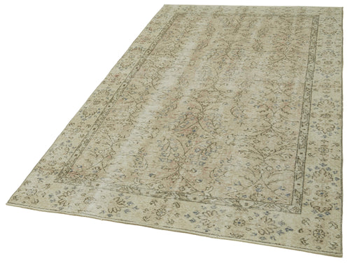 Handmade Area Rug – Vintage Cotton Wool Rug, Neutral Beige, Soft Texture 4'7''x7'7''