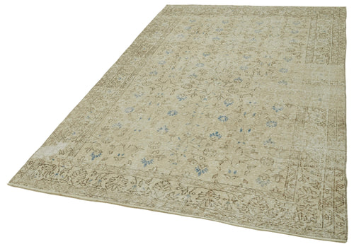 Vintage Beige Vintage Cotton Wool Handmade Area Rug 5'3'' x 8'6''