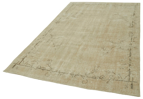 Vintage Beige Vintage Cotton Wool Handmade Area Rug 5'9'' x 9'3''