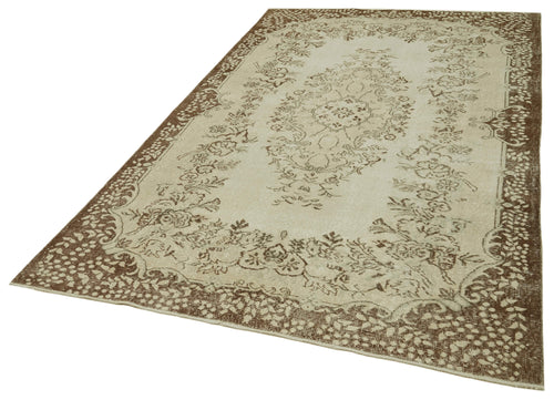 Vintage Beige Vintage Cotton Wool Handmade Area Rug 5'7'' x 9'3''