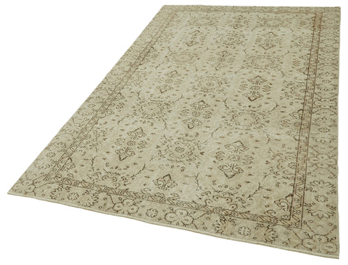 Vintage Beige Vintage Cotton Wool Handmade Area Rug 4'10'' x 8'5''