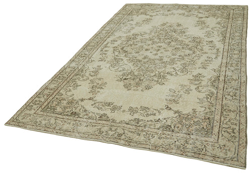 Vintage Beige Vintage Cotton Wool Handmade Area Rug 5'9'' x 9'2''