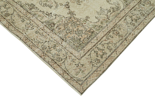 Vintage Beige Vintage Cotton Wool Handmade Area Rug 5'9'' x 9'2''