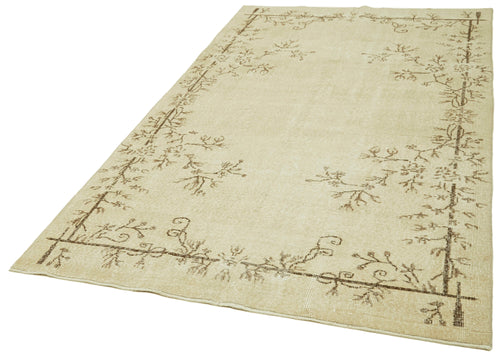 Vintage Beige Vintage Cotton Wool Handmade Area Rug 5'0'' x 8'3''