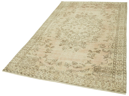 Vintage Beige Vintage Cotton Wool Handmade Area Rug 4'11'' x 8'8''