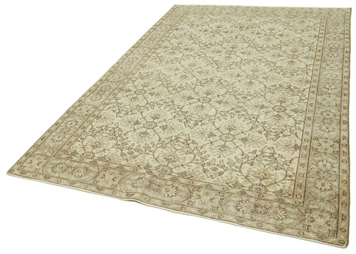 Vintage Beige Vintage Cotton Wool Handmade Area Rug 5'6'' x 8'8''