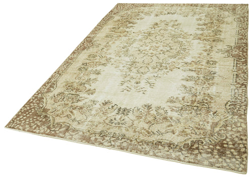 Vintage Beige Vintage Cotton Wool Handmade Area Rug 5'5'' x 8'0''