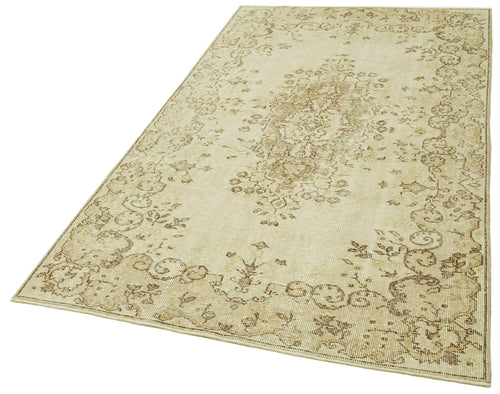 Vintage Beige Vintage Cotton Wool Handmade Area Rug 4'5'' x 8'0''