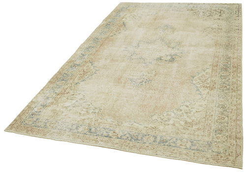 Vintage Beige Vintage Cotton Wool Handmade Area Rug 5'4'' x 9'3''