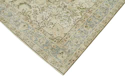 Vintage Beige Vintage Cotton Wool Handmade Area Rug 5'9'' x 9'3''