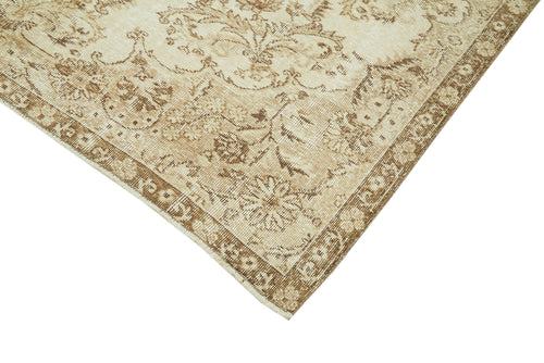 Vintage Beige Vintage Cotton Wool Handmade Area Rug 6'4'' x 9'3''