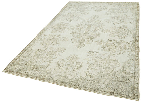 Vintage Beige Vintage Cotton Wool Handmade Area Rug 5'7'' x 9'1''