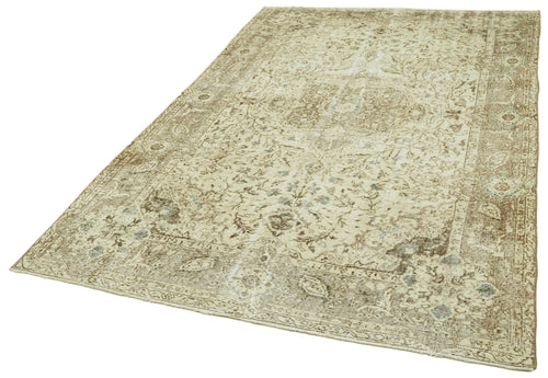 Vintage Beige Vintage Cotton Wool Handmade Area Rug 5'9'' x 9'5''