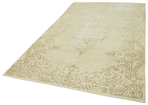 Vintage Beige Vintage Cotton Wool Handmade Area Rug 5'7'' x 9'6''