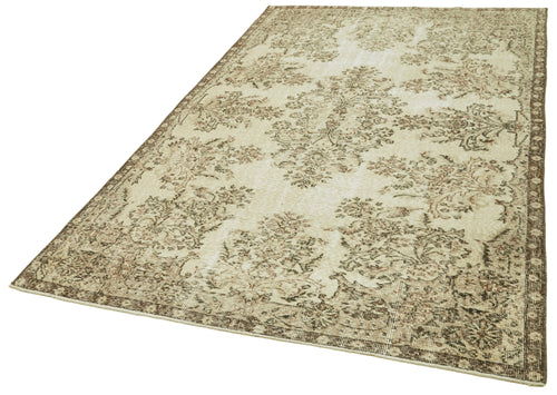 Vintage Beige Vintage Cotton Wool Handmade Area Rug 5'3'' x 8'4''