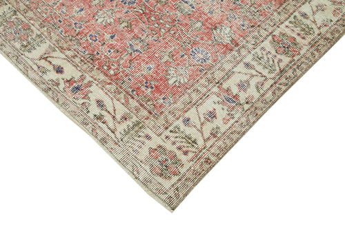 Vintage Beige Vintage Cotton Wool Handmade Area Rug 5'5'' x 9'2''