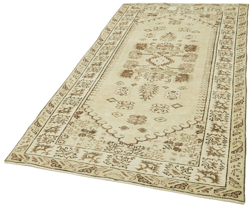 Vintage Beige Vintage Cotton Wool Handmade Area Rug 4'5'' x 8'0''