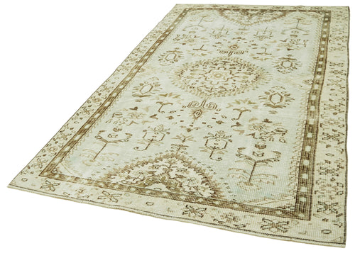 Vintage Beige Vintage Cotton Wool Handmade Area Rug 4'10'' x 8'6''