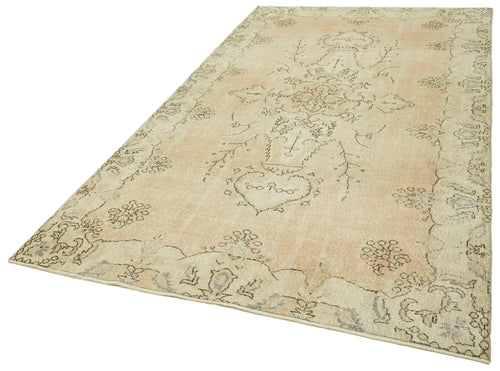 Vintage Beige Vintage Cotton Wool Handmade Area Rug 5'5'' x 9'3''