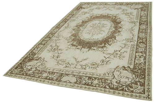 Vintage Beige Vintage Cotton Wool Handmade Area Rug 5'10'' x 9'9''