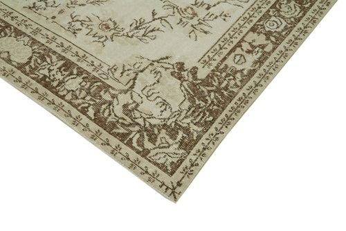 Vintage Beige Vintage Cotton Wool Handmade Area Rug 5'10'' x 9'9''