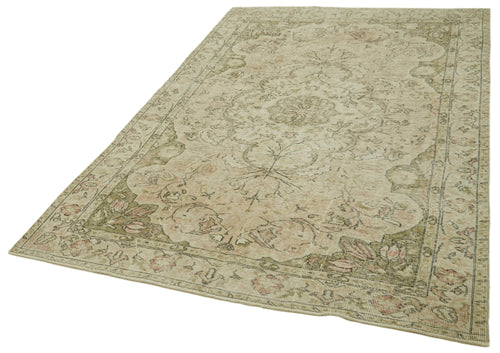 Vintage Beige Vintage Cotton Wool Handmade Area Rug 5'3'' x 8'0''