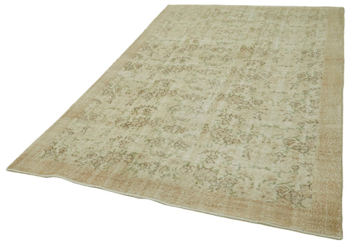Vintage Beige Vintage Cotton Wool Handmade Area Rug 5'7'' x 9'2''