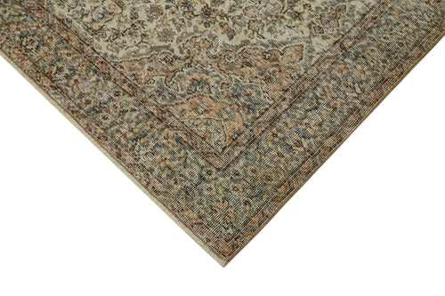 Vintage Beige Vintage Cotton Wool Handmade Area Rug 5'6'' x 9'2''