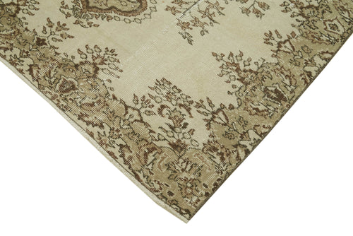 Vintage Beige Vintage Cotton Wool Handmade Area Rug 5'2'' x 8'5''