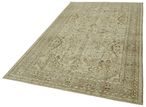 Vintage Beige Vintage Cotton Wool Handmade Area Rug 5'0'' x 8'9''