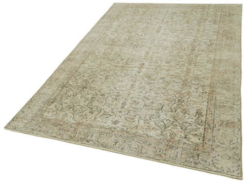 Vintage Beige Vintage Cotton Wool Handmade Area Rug 4'11'' x 8'4''