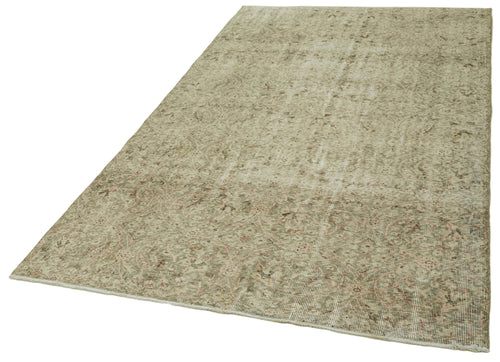 Vintage Beige Vintage Cotton Wool Handmade Area Rug 5'1'' x 8'11''