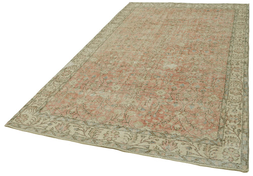 Vintage Beige Vintage Cotton Wool Handmade Area Rug 5'4'' x 9'5''