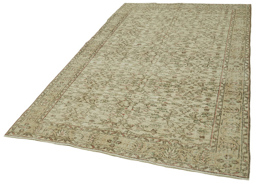 Vintage Beige Vintage Cotton Wool Handmade Area Rug 5'2'' x 8'6''
