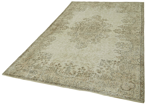 Vintage Beige Vintage Cotton Wool Handmade Area Rug 5'1'' x 8'6''