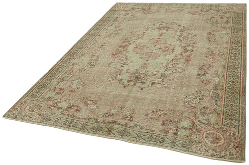 Vintage Beige Vintage Cotton Wool Handmade Area Rug 5'10'' x 8'4''